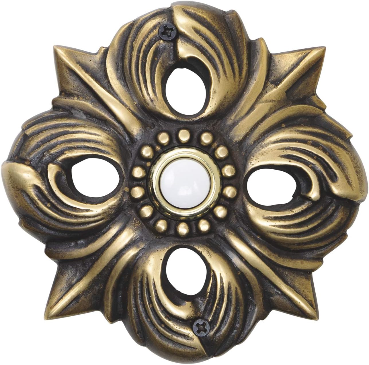 Waterwood Solid Brass Avalon Doorbell in Antique Finish - Wired & Illuminated Push Button from Environmentally Friendly Recycled Material