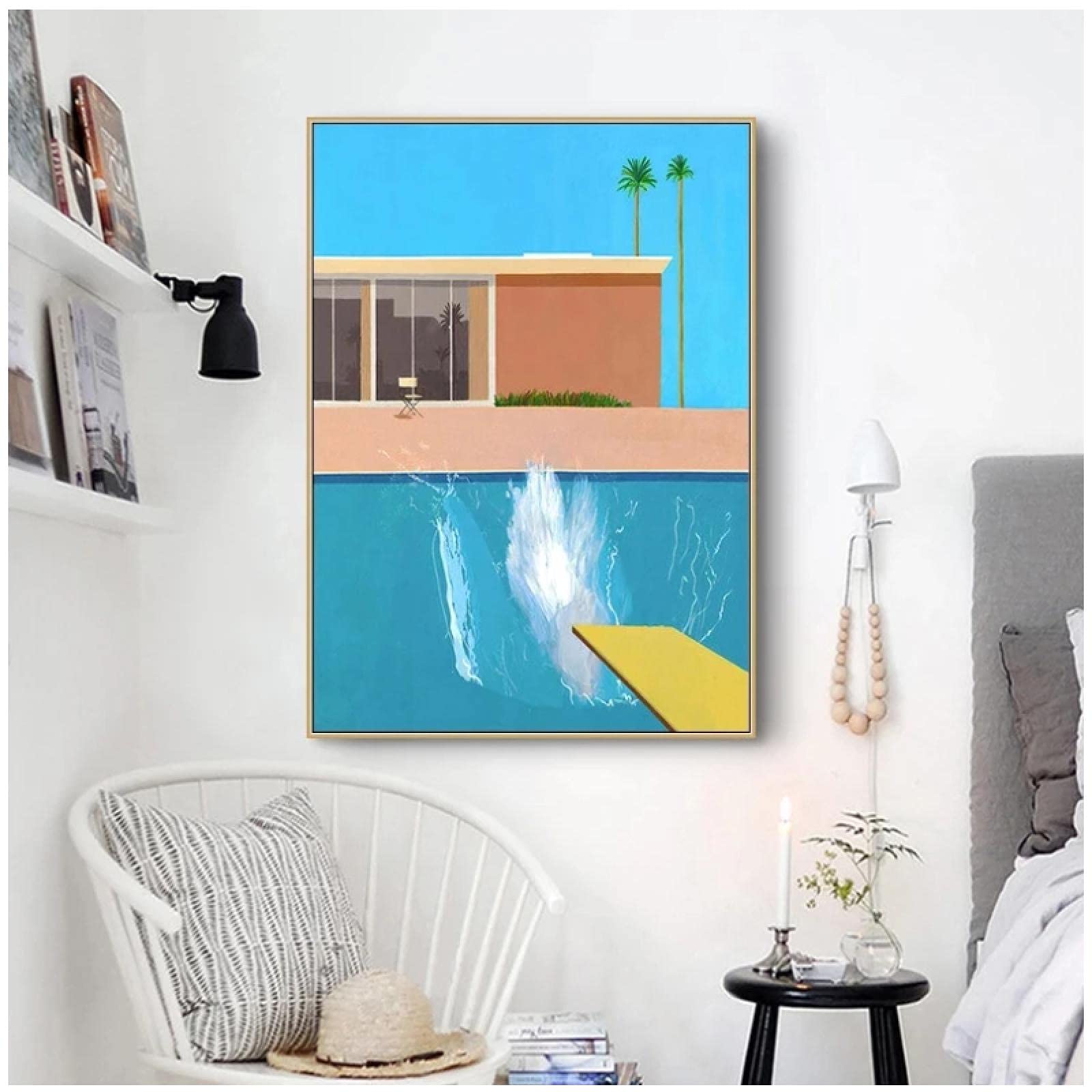 GLWDME Poster da parete, Quadri moderni soggiorno, David Hockney Un tuffo più grande Stampe su tela, Quadri per camera da letto(Senza cornice)