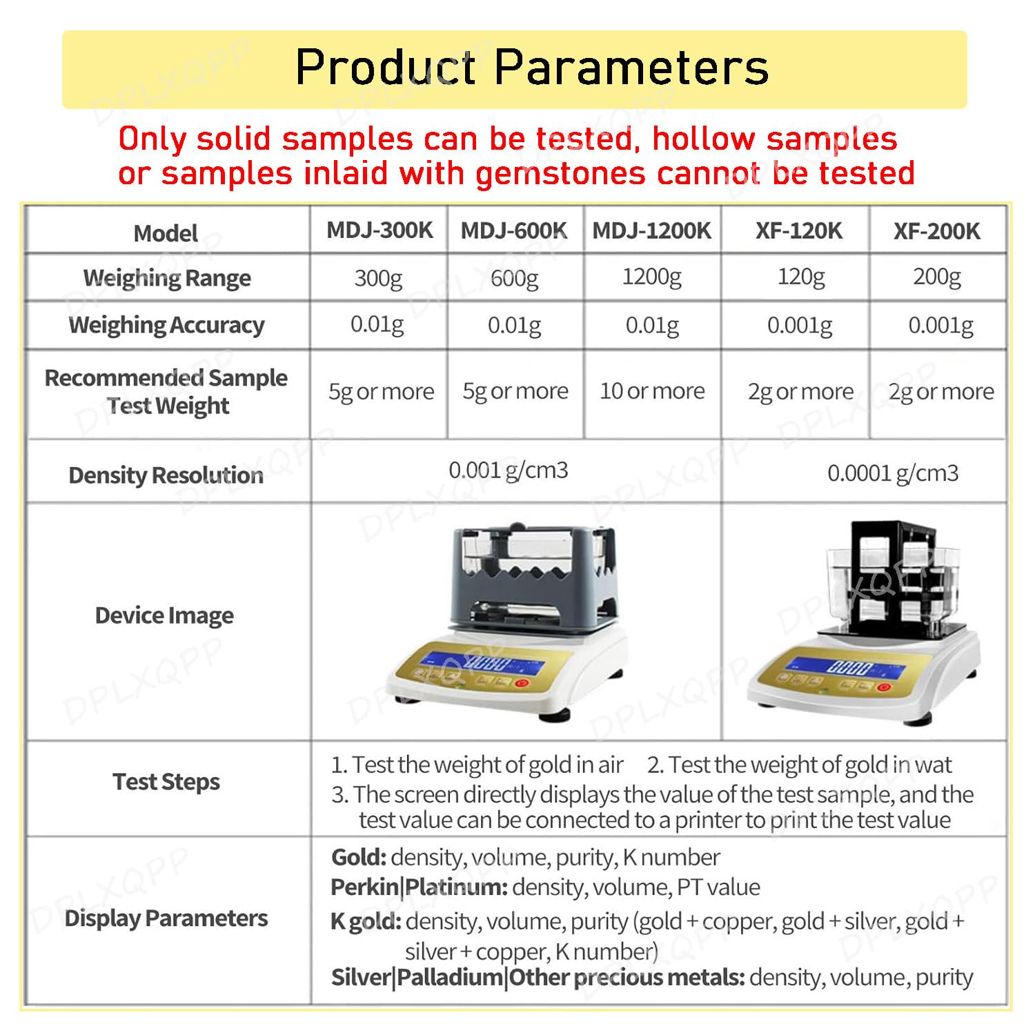 Tester di purezza dell'oro non distruttivo per metalli preziosi, analizzatore di densità con display LCD, kit include scala e filo, tester portatile per gioielli, controllo carati