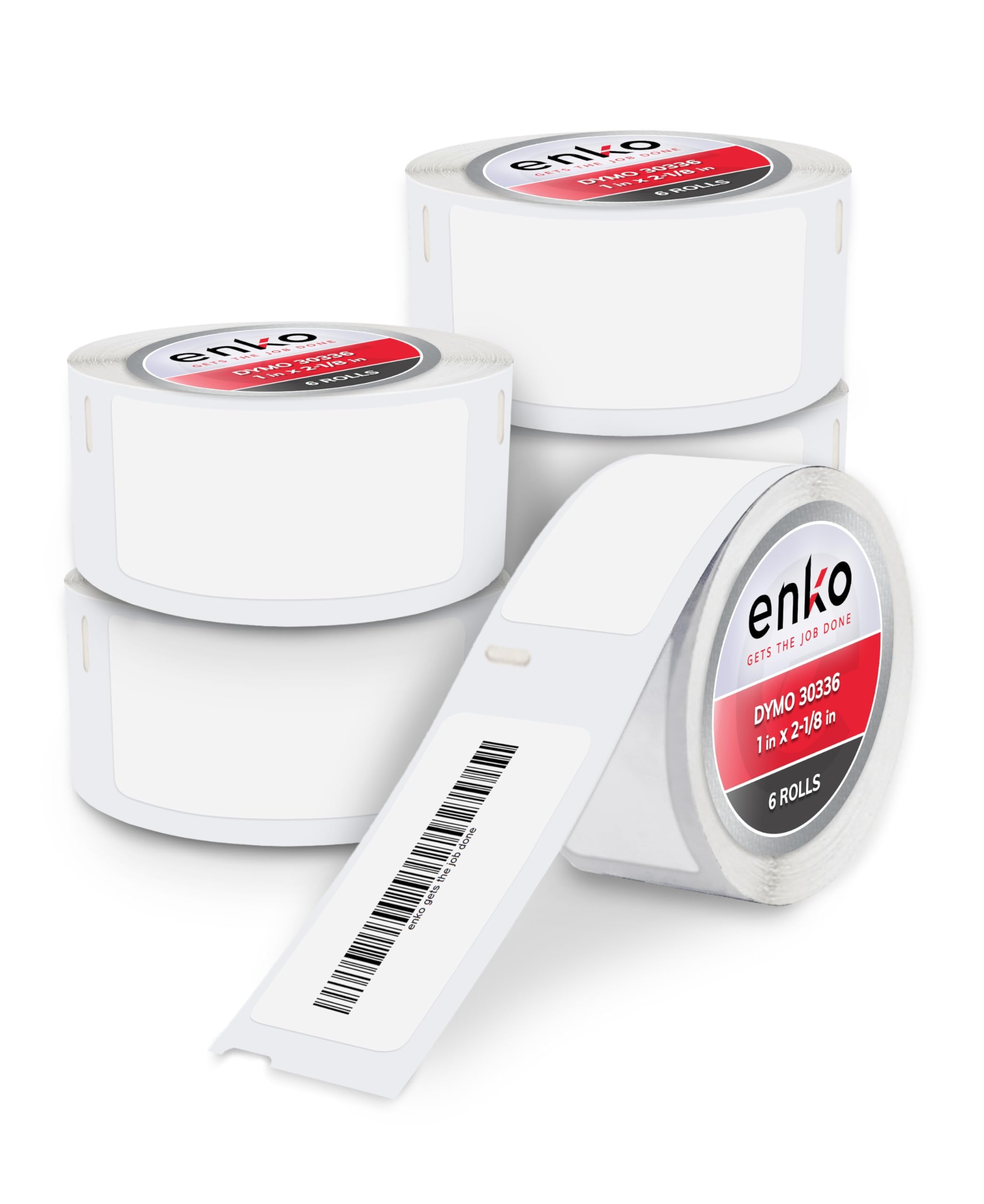 - enKo Compatible for Dymo 30336 Labels (1 x 2-1/8 inches) - 6 Rolls, 3,000 Labels for Dymo LabelWriter 450 Turbo Printer and 4XL - Direct Thermal Address, Shipping and Barcode