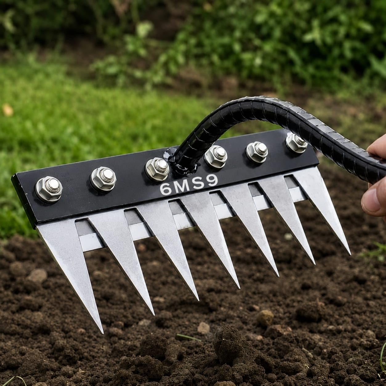 M.S Enterprises Mart, Garden Rake 6 Teeth Weeder Removal Tool | 6-Teeth Design, Weed Removal, Garden Hand Tool, Soil Loosening, Sturdy Build-image-1