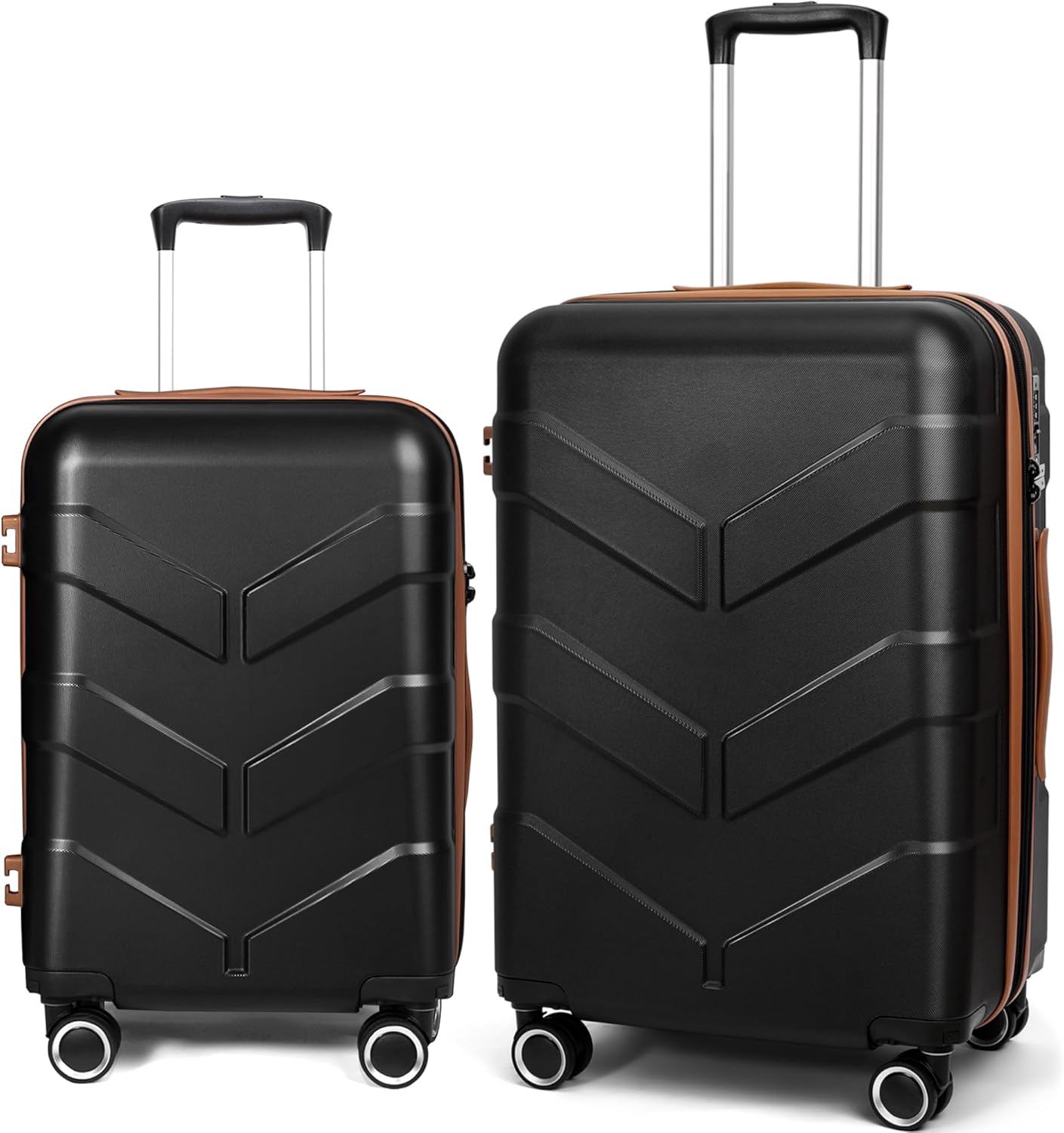 Luggage Sets 2 Piece Suitcase Set with Spinner Wheel, Hardside Luggage Sets with TSA Lock, Expandable Travel Luggage Set for Men and Women, Black Style1 Black 20in24in