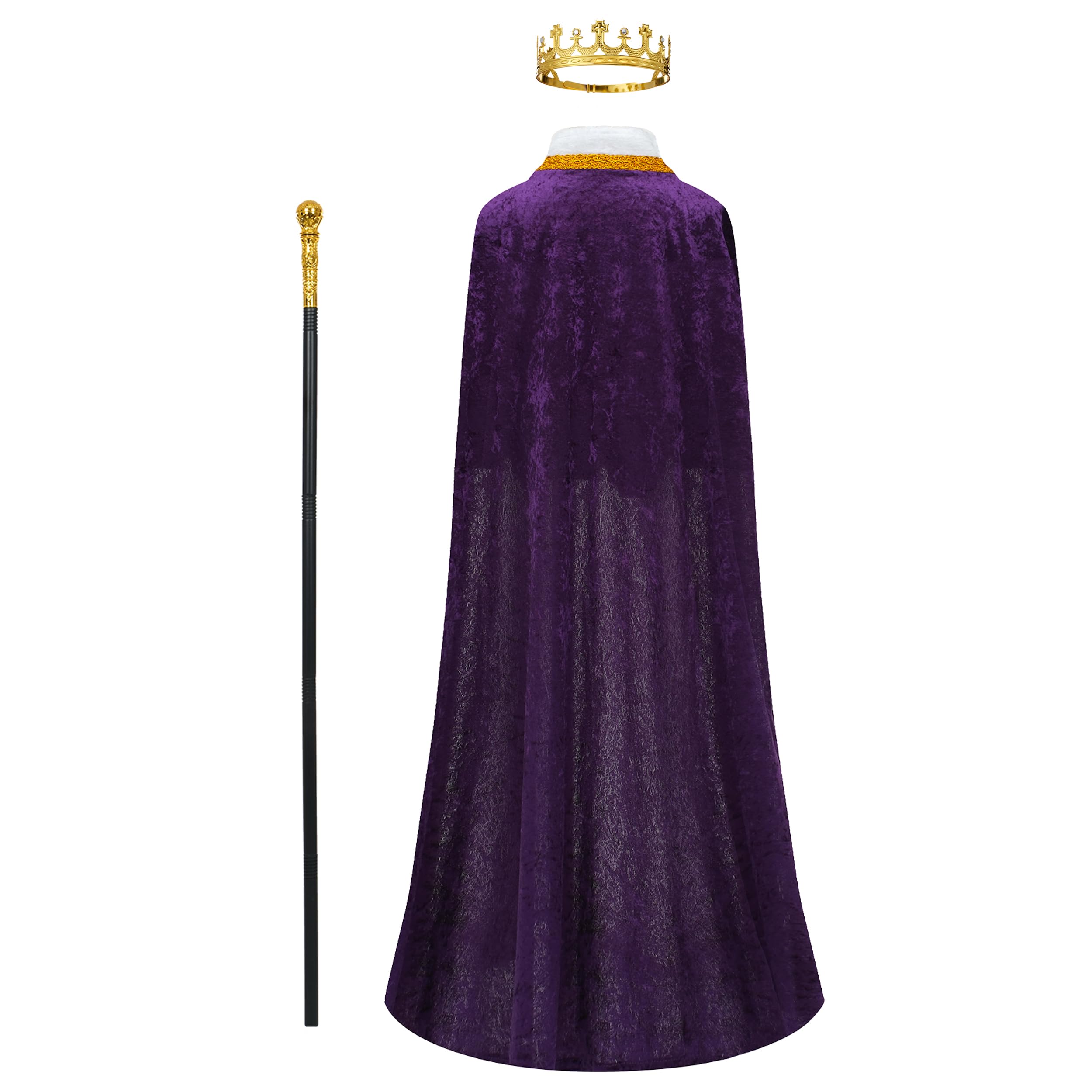 Regenboog King Costume for Men and Women Queen Costume,Adult King Cape Robe Metal Crown Scepter, Lord Farquaad Costumes - Image 3