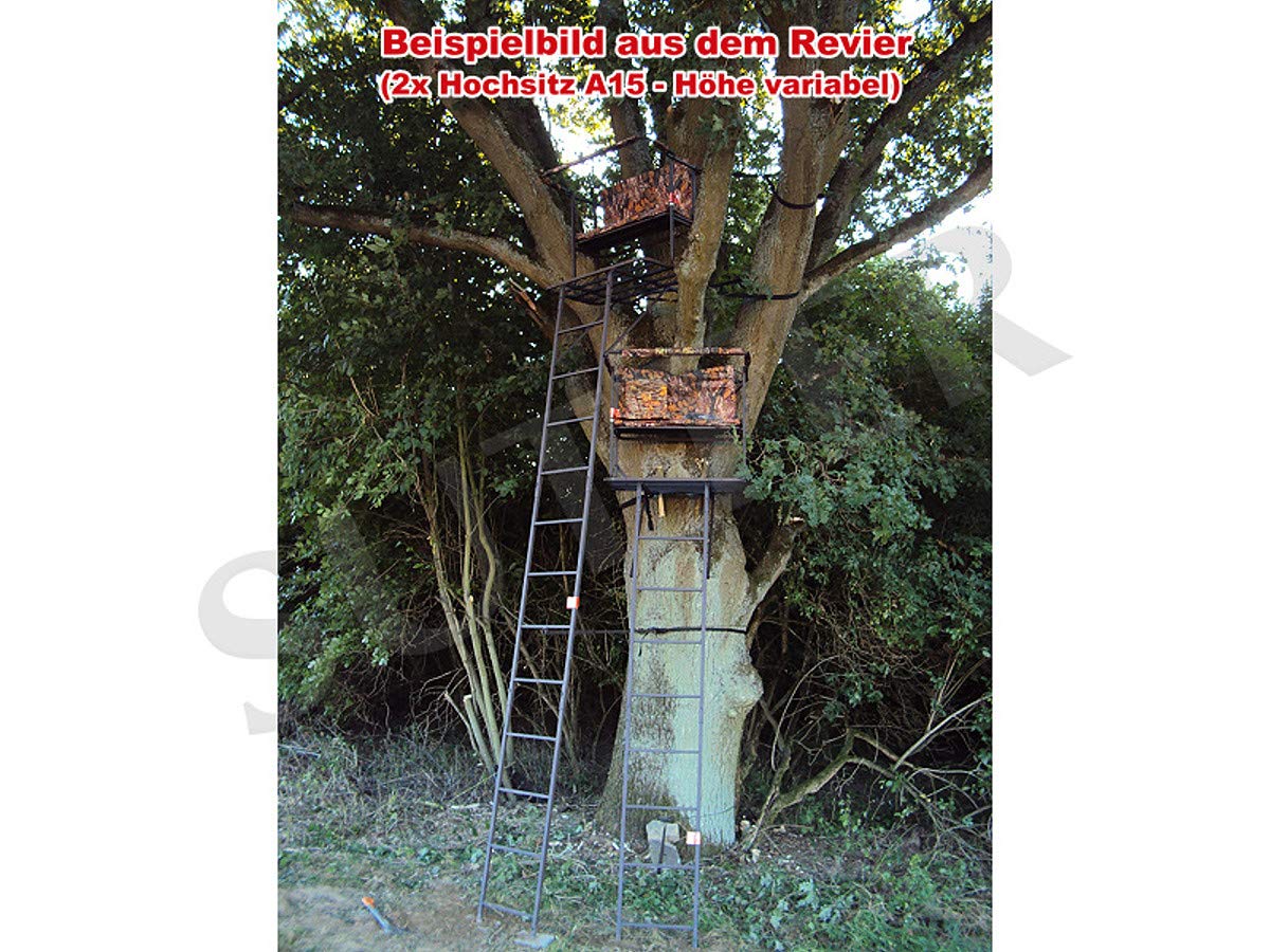 SUTTER Treestand & Posta 2 Persone trasportabile 5,0m / in Acciaio Robusto, Sedile e Schienale Imbottiti/Supporto per Scale