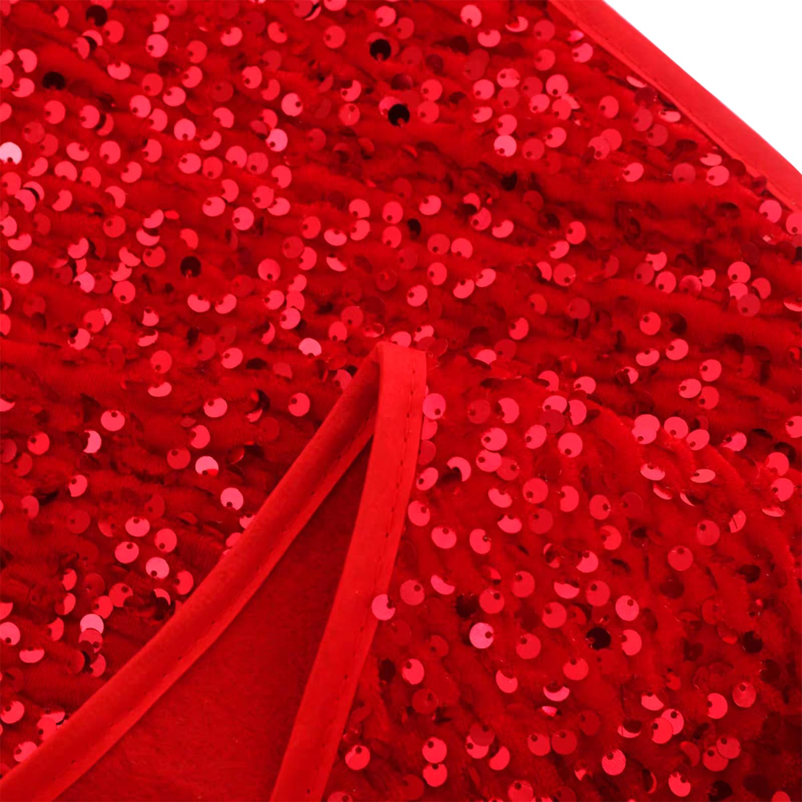 Bekecidi Falda del Árbol de Navidad con Purpurina Roja - Cubierta de la Base del Árbol de Navidad - Anillo Decorativo para Adornos de Fiesta en el Hogar de Vacaciones