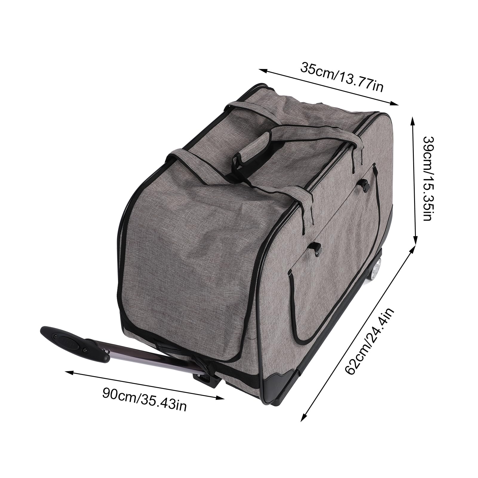 Transportín con Ruedas, Transportín Plegable para Perros Y Gatos con Ruedas Desmontables Y Asa Telescópica Transpirable Malla Oxford Tela Pet Travel Carrier para Menos De 17.5kg