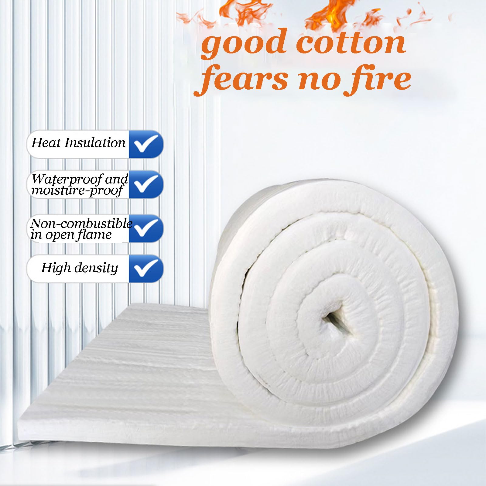 Manta aislante de fibra cerámica, manta ignífuga, 2,5 cm grosor, resistente al fuego 2606 °F, for aislamiento térmico estufas, chimeneas, hornos, lavavajillas(380x60x2.5 cm (150"x24"x1"))