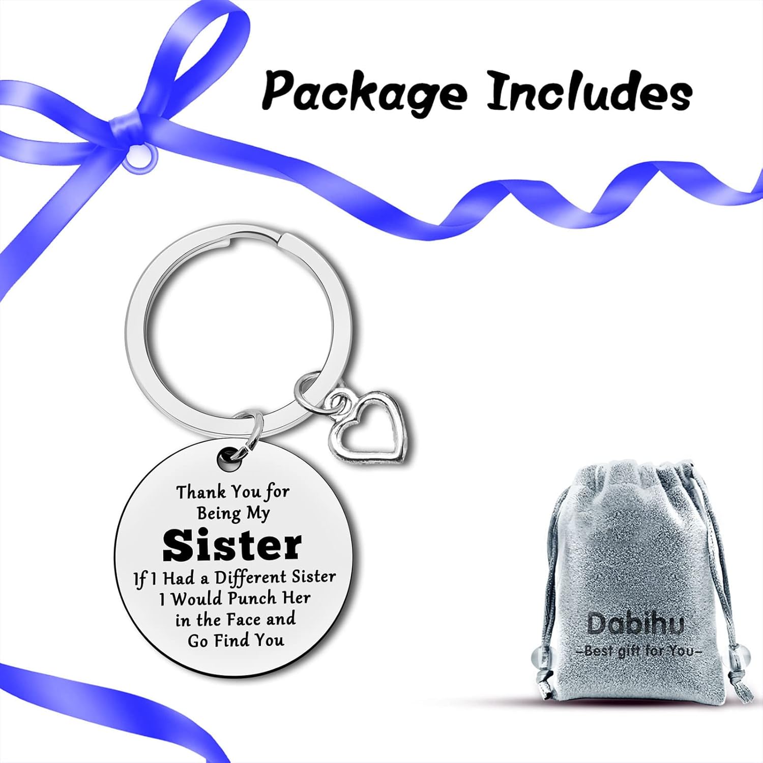 Sister Keychain Appreciation Gift Friendship Gift for Women Sister Gift from Sister Brother Best Friends Gift Graduation Christmas Birthday Gifts for Little Big Soul Sister Step Sister Family Jewelry - Image 7