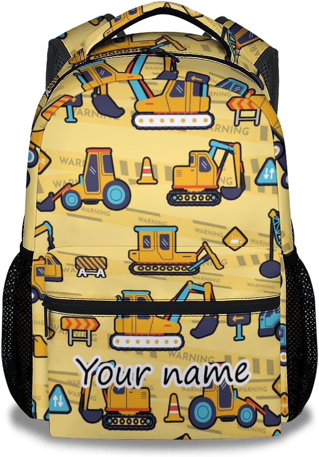 Kid Backpack with Lunch Bag Set for Boys - 3 in 1 Primary Middle Truck School Backpacks Matching Combo - Large Capacity, Durable, Yellow Construction Bookbag and Pencil Case Bundle