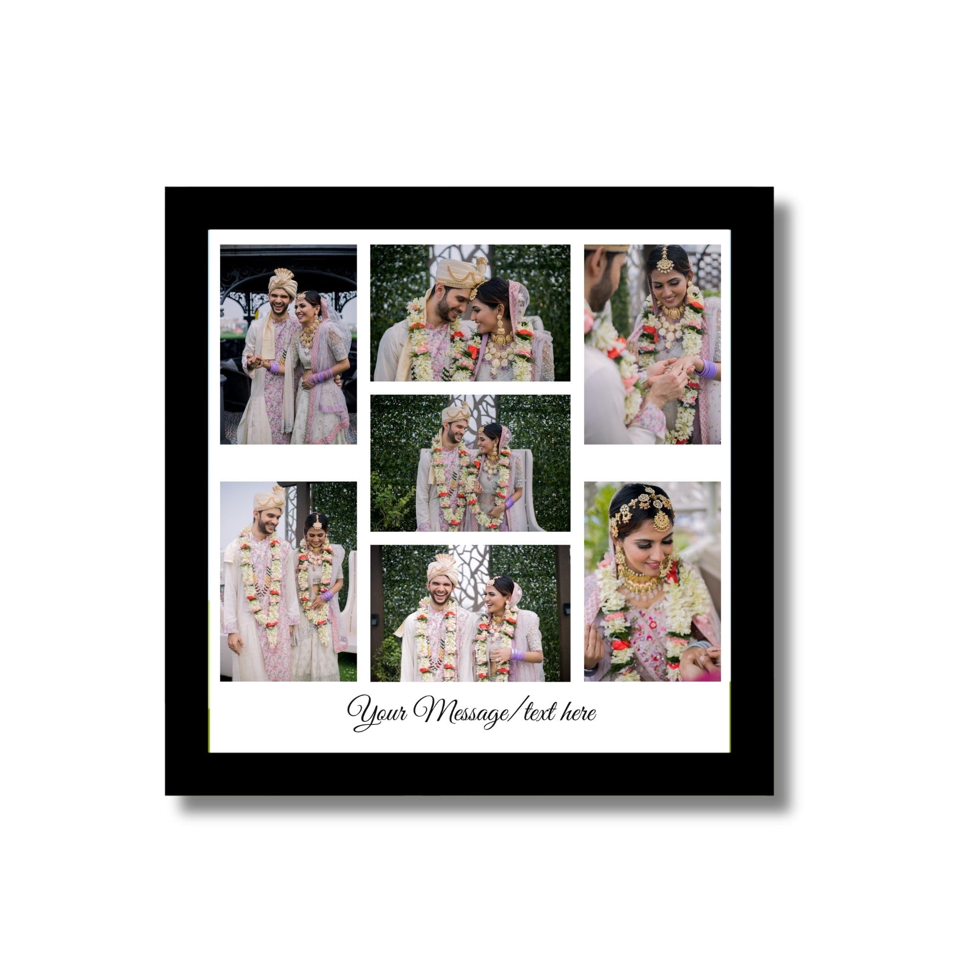 H and N Creations - Customized Collage Photo Frame for Wall | Upload 7 Photos | Personalized Wooden Gift for Birthdays, Anniversaries, Weddings, Couples | Custom Wall Art (13.5 x 13.5 Inches)-image-35