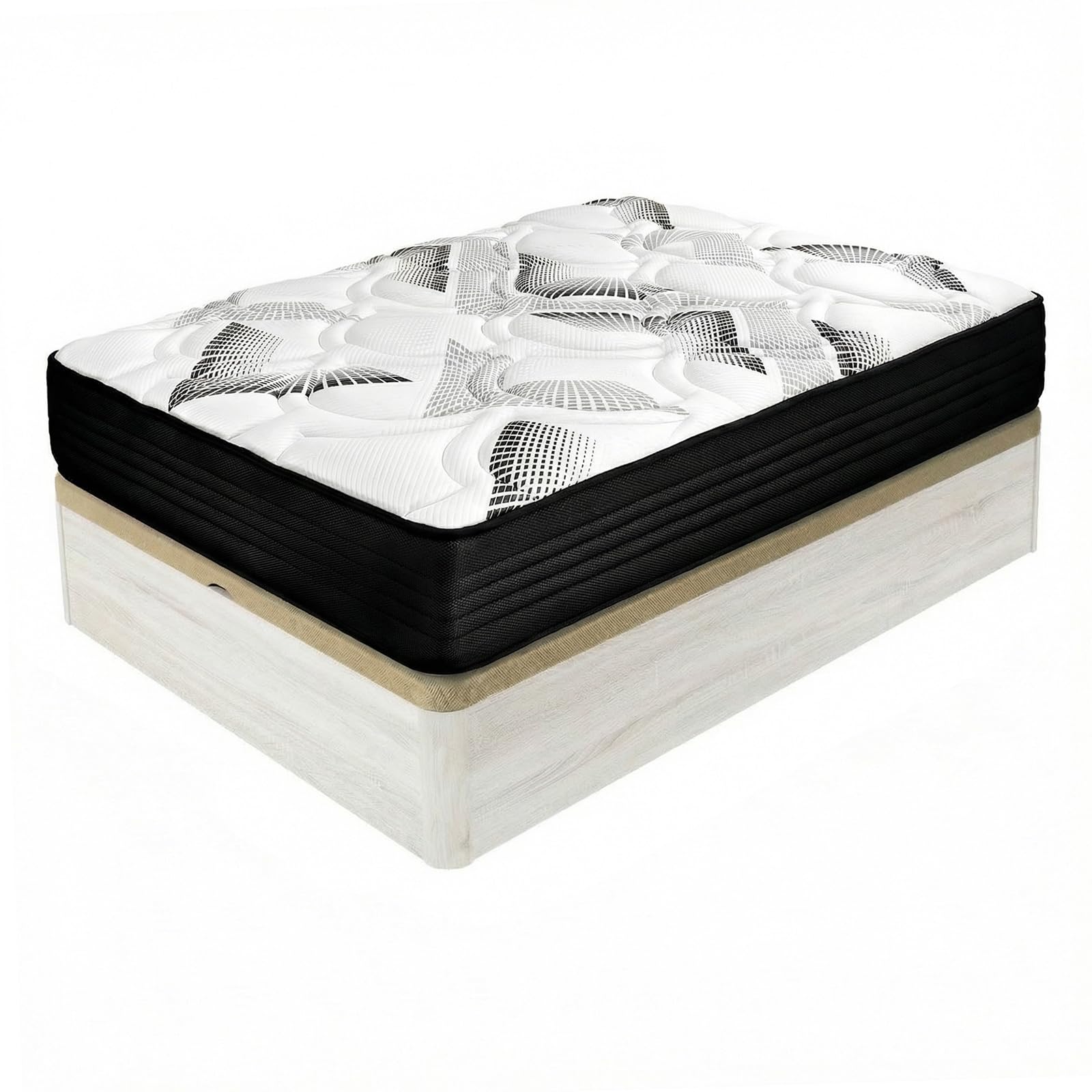 amuéblate Online - Pack Colchón Viscoelástico Híbrido Visco Box con Núcleo de Muelles Ensacados + Canapé Madera Reforzado Gran Capacidad | Color Gris Polar 135 x 190