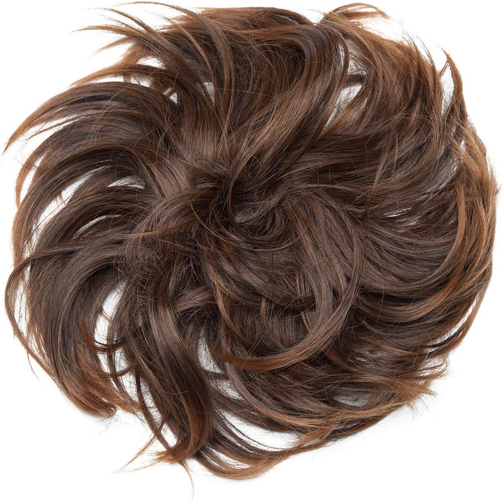Messy Updo Buns for Women Synthetic Hair Ponytail Scrunchies Donut Chignons Hairpieces Extensions Light Auburn Mix Brown - Image 3
