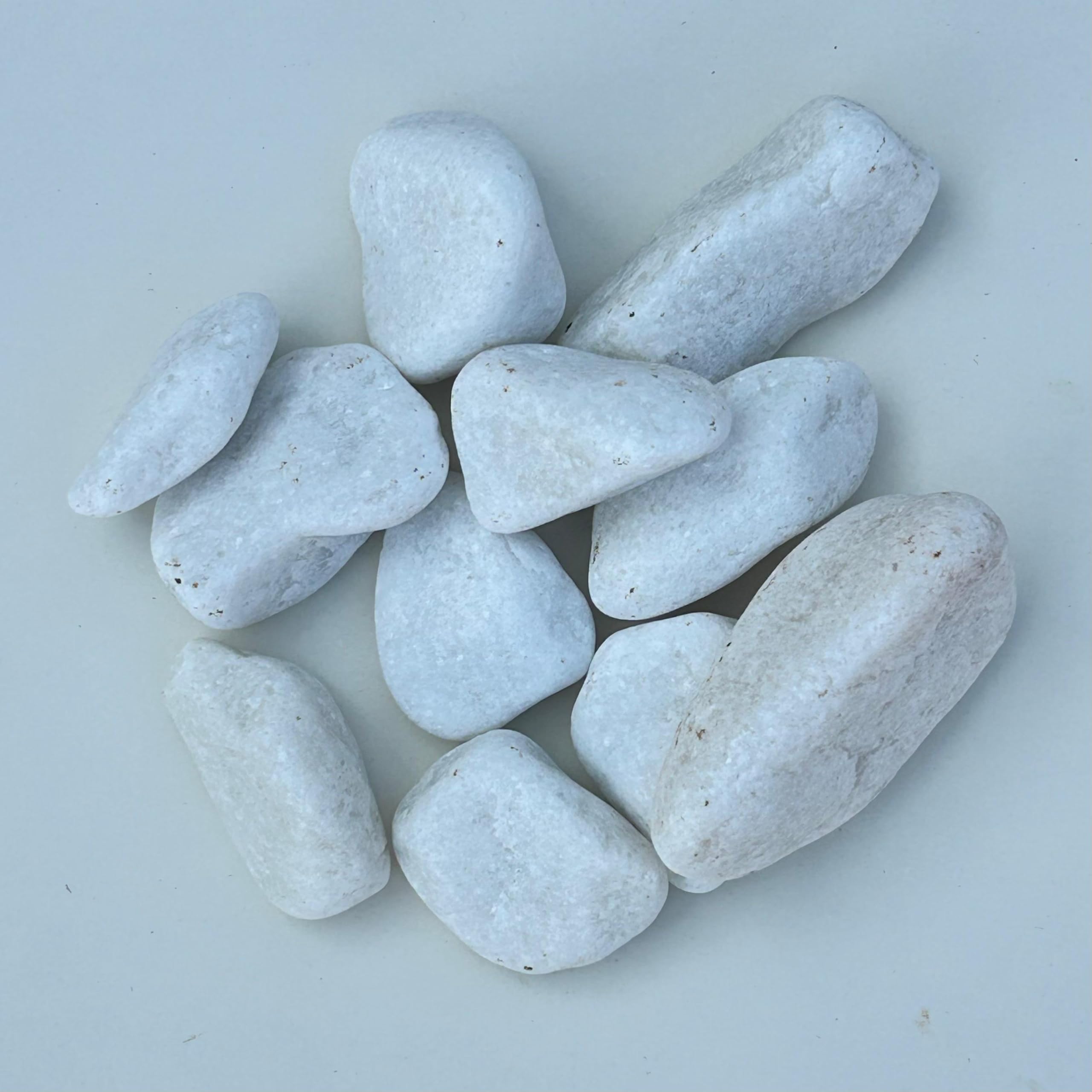Piedra mármol Canto rodado Blanco Puro, Piedra Decorativa para Jardin, Espacios Exteriores y Intriores/Paisajismo, Jardineras y Macetas/Terrazas y Patios (24/40 mm 20 kg)