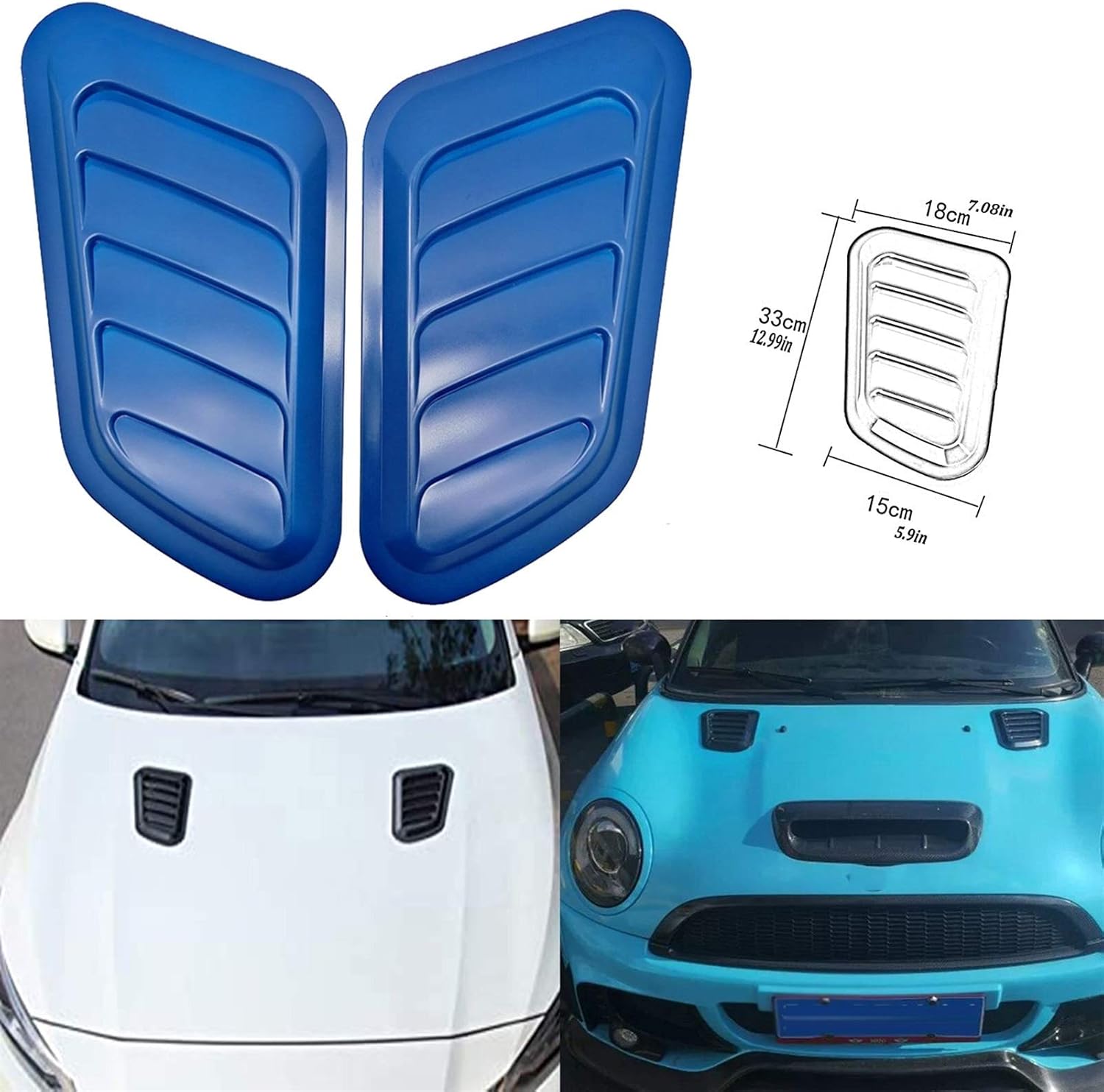 Hood Scoops Hood Scoops Vents Car Decorative Air Flow Intake, Turbo Bonnet Vent Cover ABS Universal Car DIY Stickers