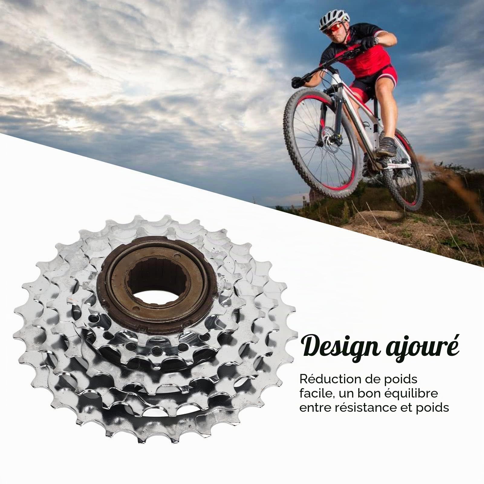 HERCHR Roue Libre de vélo, pignon de Cassette 5 Vitesses 14-28T Corps de Roue Libre fileté Haute résistance pièce de Rechange pour VTT et vélo de Route