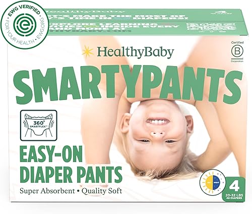 Pañales de estilo Pull Up SmartyPants | Verificado seguro y a base de plantas por EWG | Cintura acolchada de 360, súper absorbente para protección