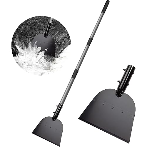 Walensee Metal Snow Shovel 54”, Heavy Duty Floor Scraper & Ice Scraper, Flat Shovel for Driveway Sidewalk Garden Deck, Manual Push Plow for Snow Ice & Weed Removal, Back-Friendly Tool for Seniors