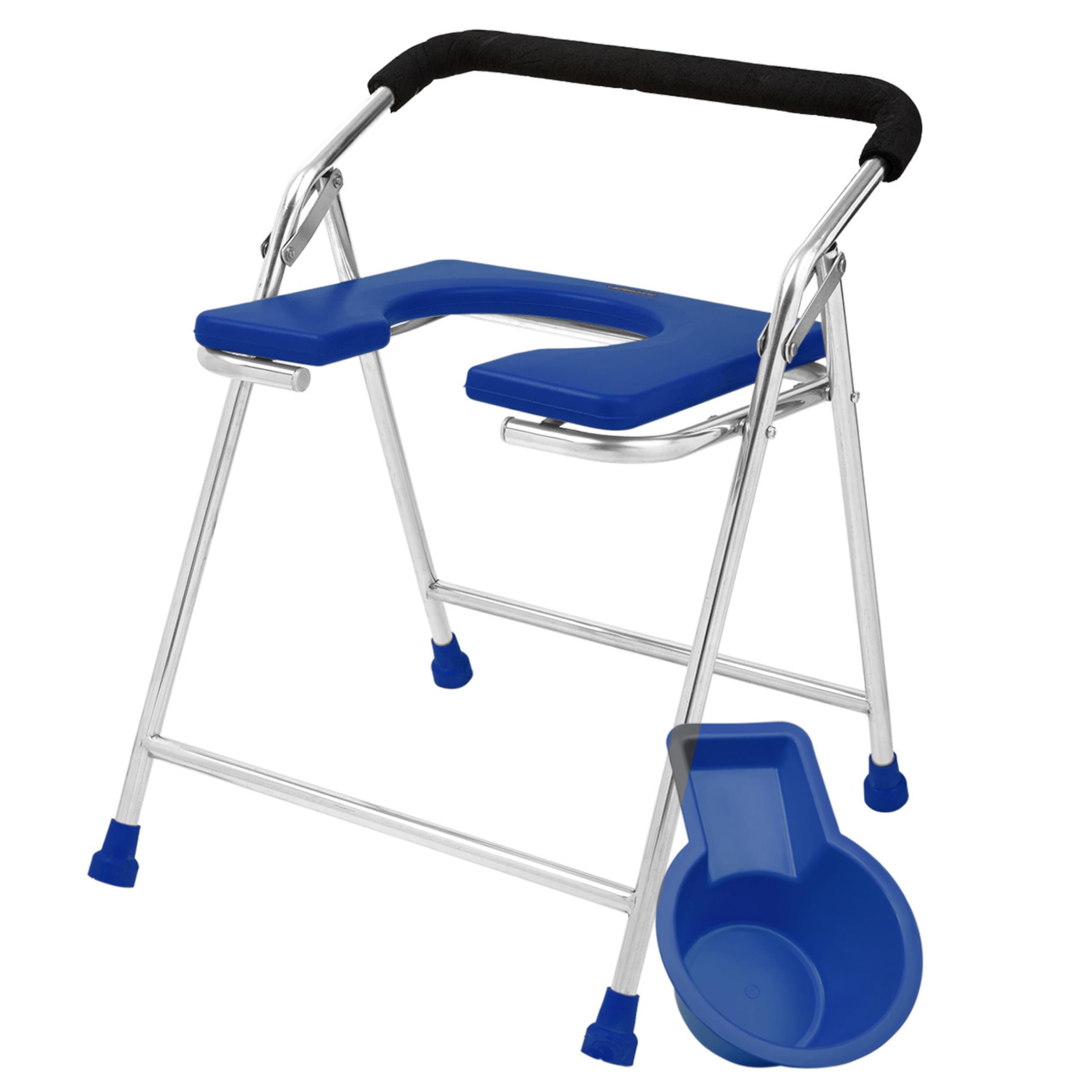 NEOSAFE Heavy Duty Folding Stainless Steel Shower Bathing Room Mobile Commode Mini Chair Indian Toilet Seat For Elderly Disabled Men and Pregant Women Support (Blue) (B08ZCQZYJV) Amazon Price History, Amazon Price Tracker