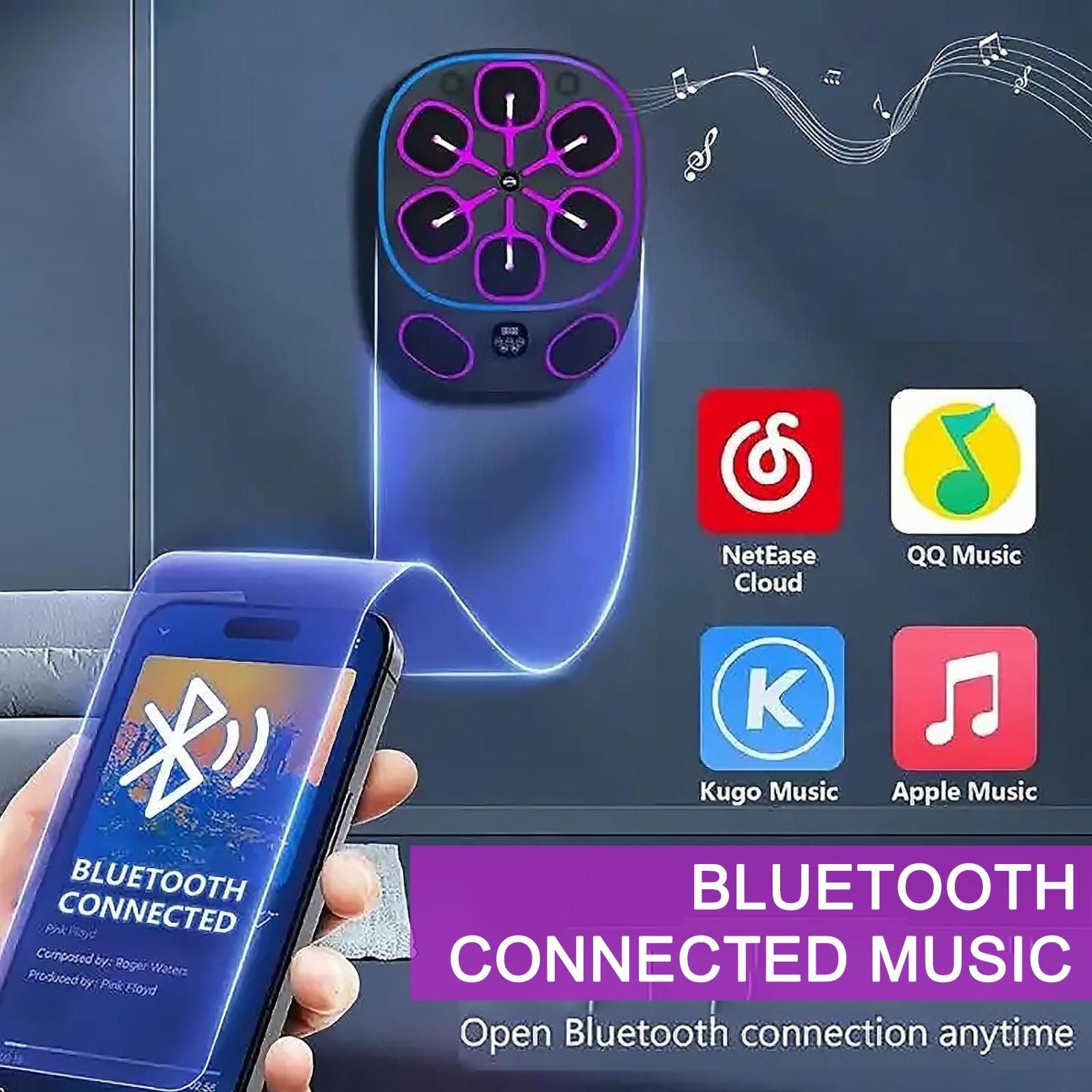 Objetivo De Boxeo MúSica ElectróNica | Entrenador Inteligente Con Bluetooth Para Montar Pared | 9 Modos De Entrenamiento/Conteo | Almohadilla De Boxeo Resistente | Para El Hogar/Gimnasio ,A