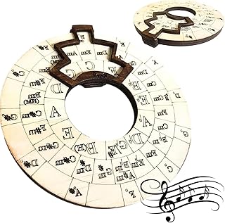 Circle of Fifths Chord Wheel, Wooden Melody Tool,Circle Wooden Wheel And Musical Educational Tool, Song Writing and Music Exploration Must Have Tool for Guitar, Ukulele, Piano, Bass (6.3inch)