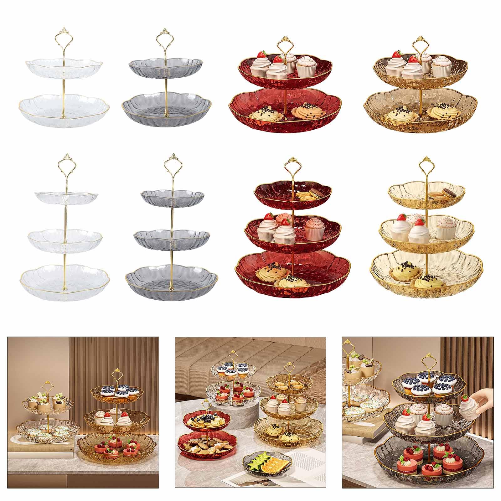 Practical Party Serving Plate Multilayer Snacks Fruits and Pastries Holders Plastics Texture Kitchen Display Shelf