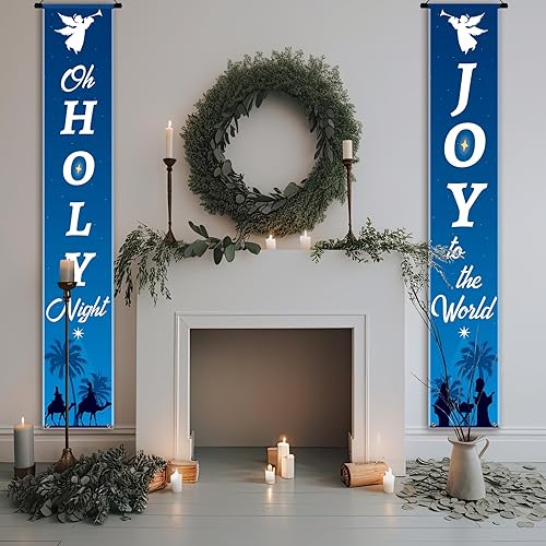 Miniatura 4 de 3 carteles iluminados de Navidad con luz de noche santa y alegría al mundo, pesebre al aire libre, Navidad, porche, con cadena de luces LED,