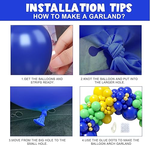 Miniatura 10 de Paready Kit de arco de guirnalda de globos azules y negros, 122 piezas de arco de globos metálicos azules y plateados para cumpleaños, baby shower,