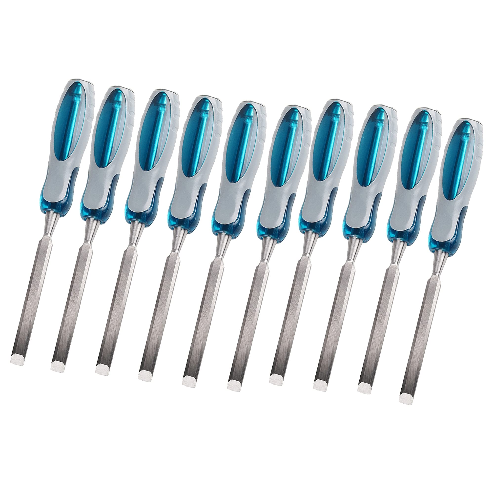 Wood Chisel Set 10pcs Woodworking Tool Set Chrome Vanadium Steel Wood Chisels Set Wood Carving Chisel Set Bi-Material Soft Grip for Woodcarving Carpentry Trimming The Edges
