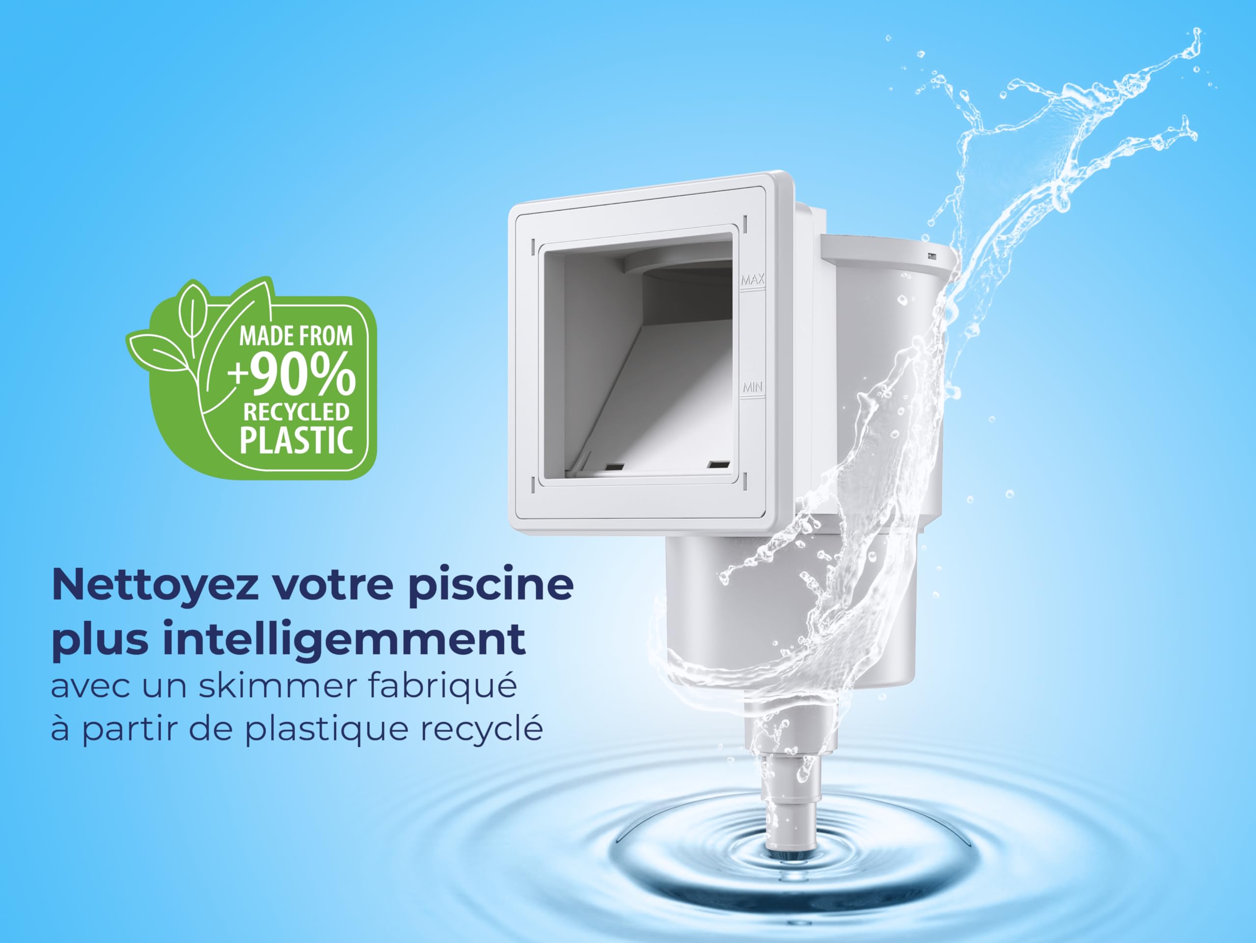 GRE AR100 - Skimmer pour Le Nettoyage et la Filtration des piscines Standard + vanne de Retour. Système de Filtration pour piscines. Couleur Blanche, 27 x 22 x 35 cm