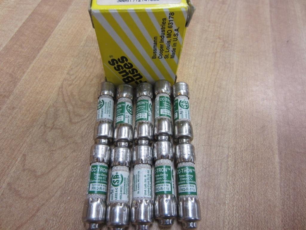 Bussmann FNQ-R-1-1/2 CC-Tron 1-1/2 Amp Fuse FNQR112 (Pack of 10)