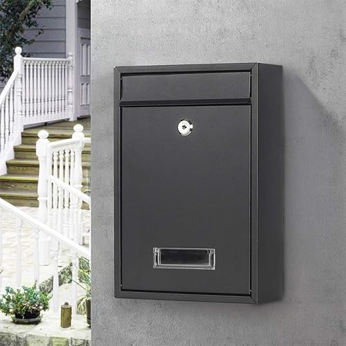 Miniatura 5 de Jssmst Buzón de correo con cerradura vertical montada en la pared, buzón de correo postal vertical de capacidad media, cubierta de acero galvanizado