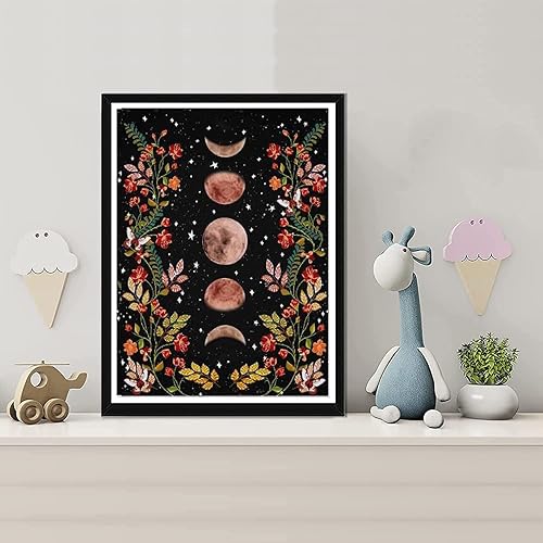 Miniatura 3 de Paquete de 2 kits de pintura de diamantes para adultos, 5D DIY bosque de hongos, gemas de arte redondas con arte de diamante de luna, perfecto para