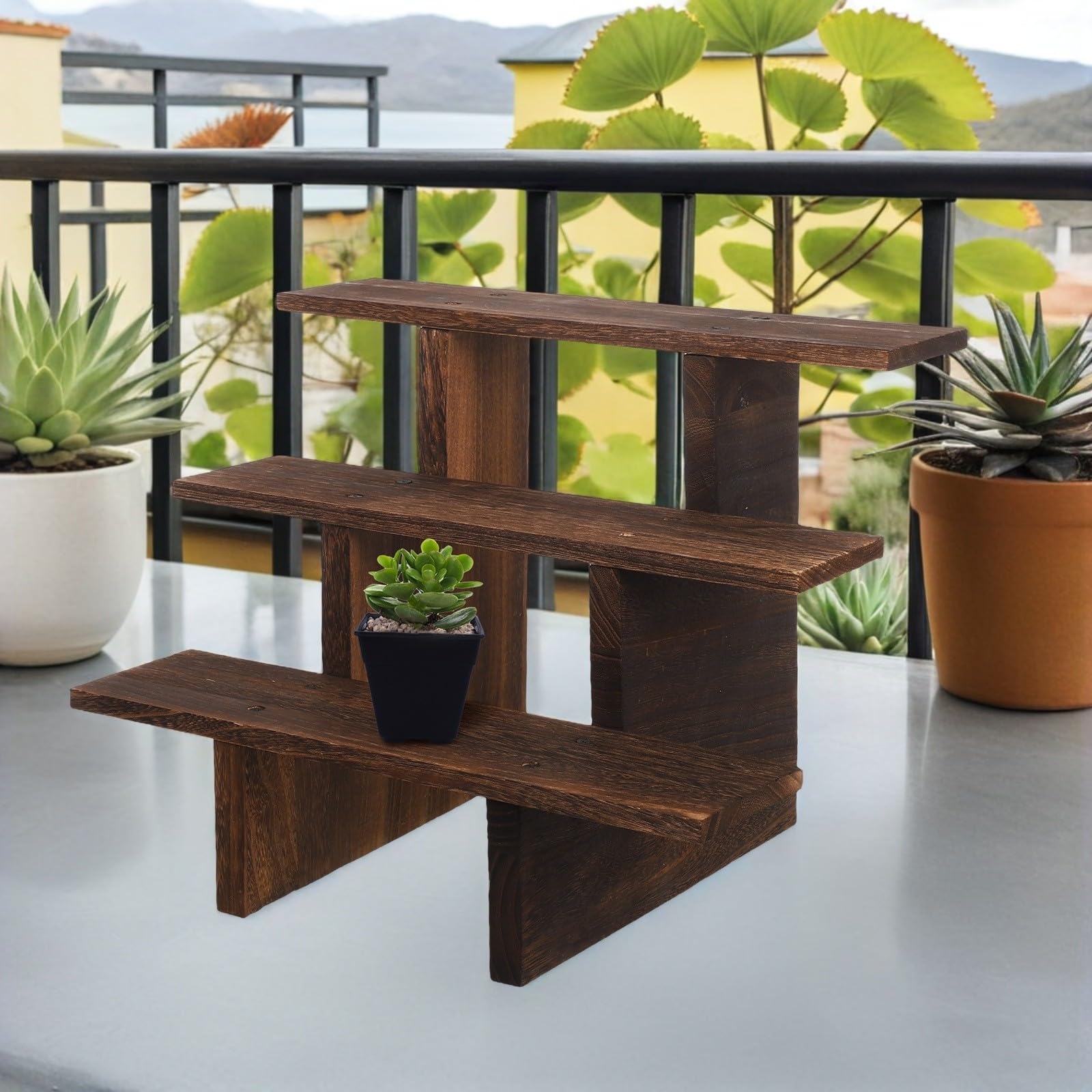 balacoo 40cm Präsentationsständer Dreistufig Holz für Schmuck und Figuren