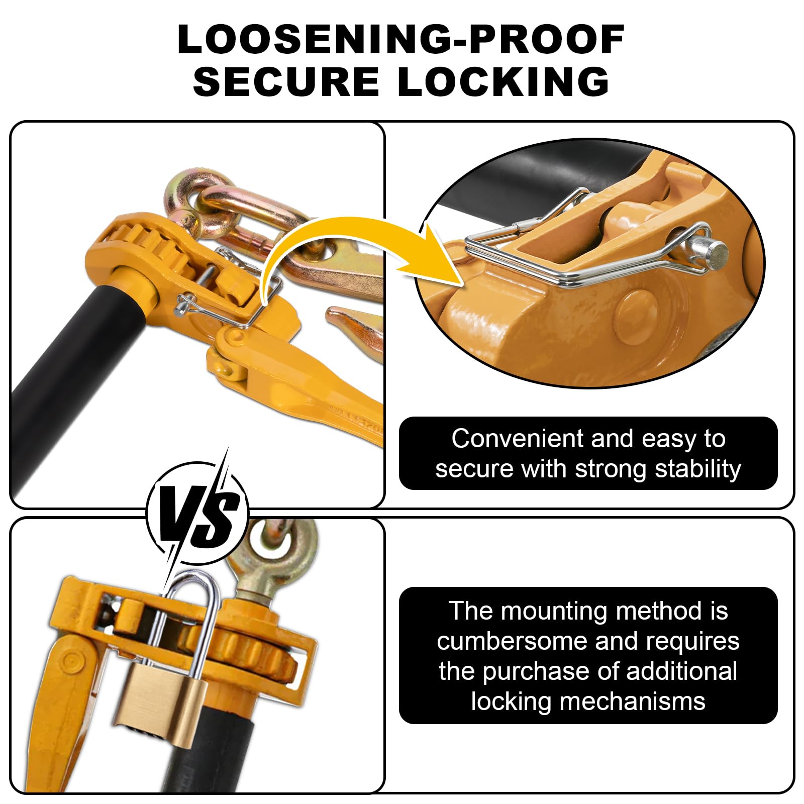 Folding Ratchet Load Binders - Heavy Duty Trailer Tie-Downs -5