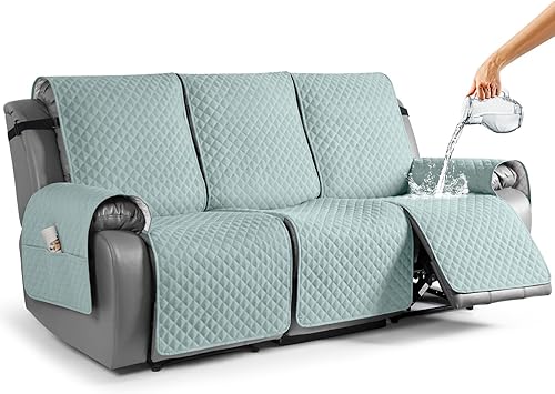 Miniatura 8 de TAOCOCO Funda reclinable para sofá biplaza, funda antideslizante para mascotas, para sofá biplaza reclinable con correas elásticas, funda lavable y
