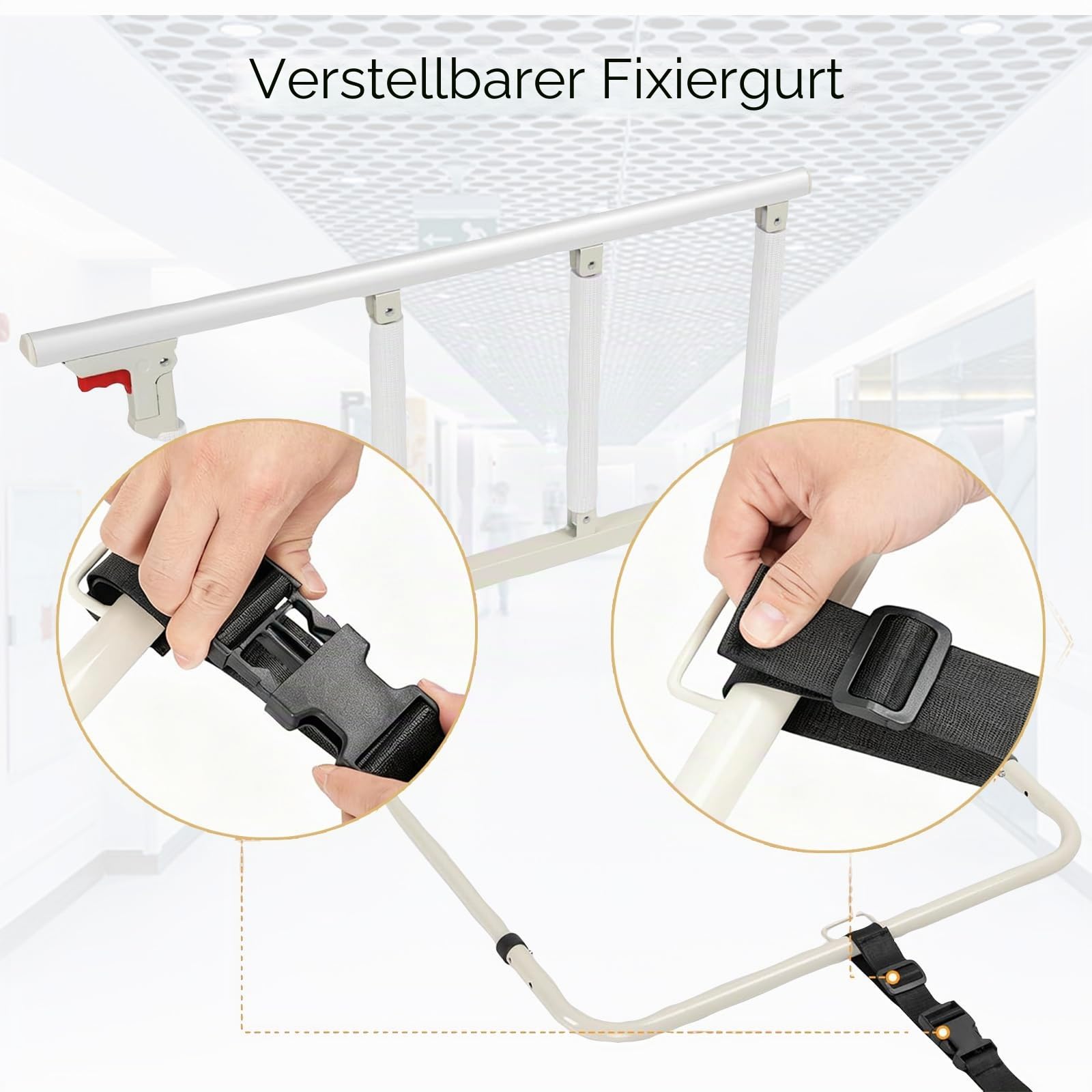 Bettgitter Rausfallschutz für Erwachsene, Faltbares Bettschutzgitter mit Aufstehhilfe, Rausfallschutz Bett für Senioren, Behinderte & Schwangere, Passend für Boxspringbett & Standardbetten