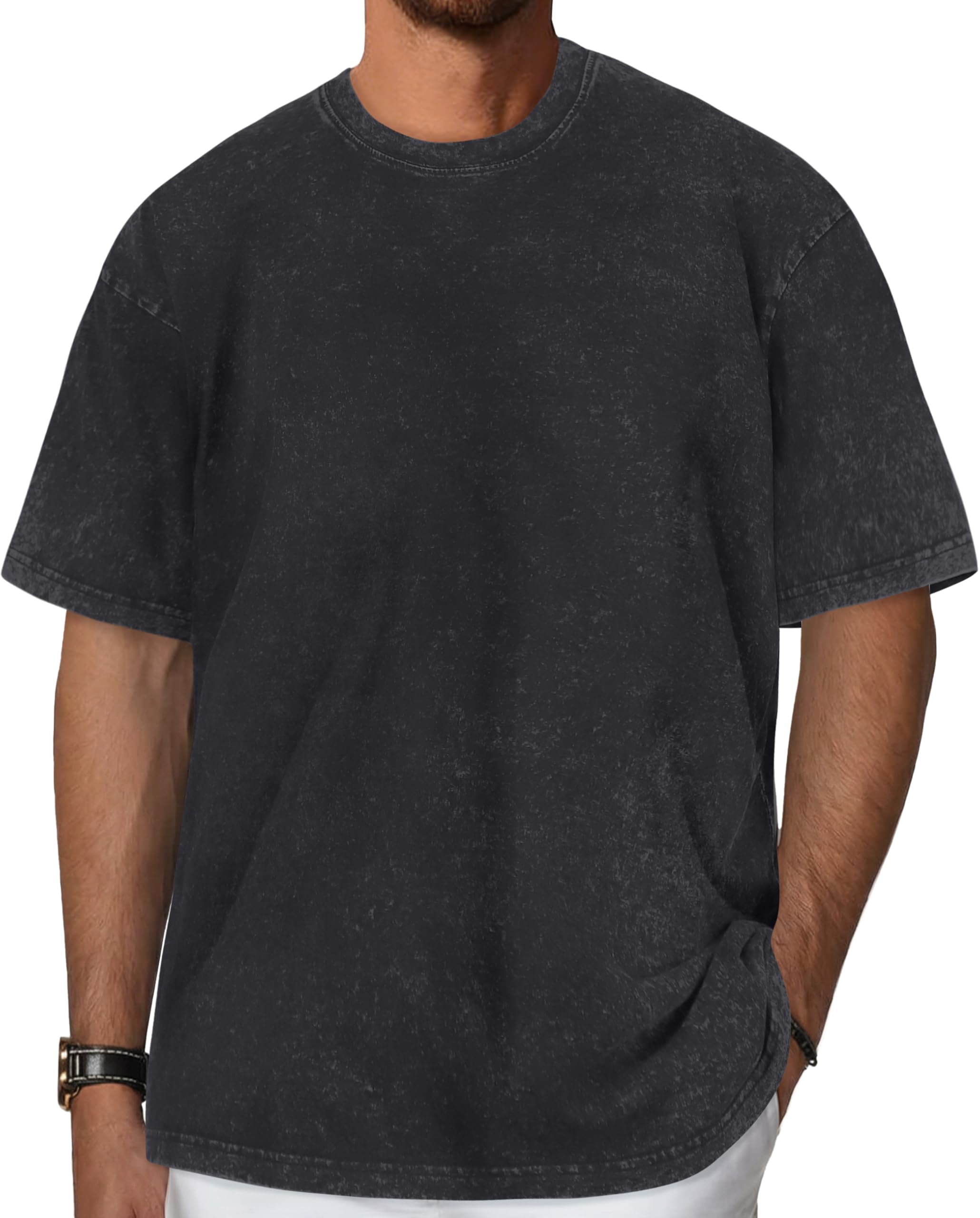 CHICALLURE Mens Oversized T Shirts Unisex Loose Fit Shirt Basic Vintage Washed Short Sleeve Tee Tops