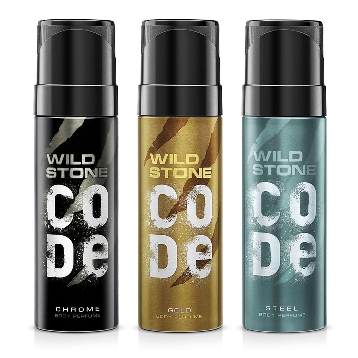 Chrome, Gold and Steel Body Perfume Combo for Men, 120ml each (Pack of 3)