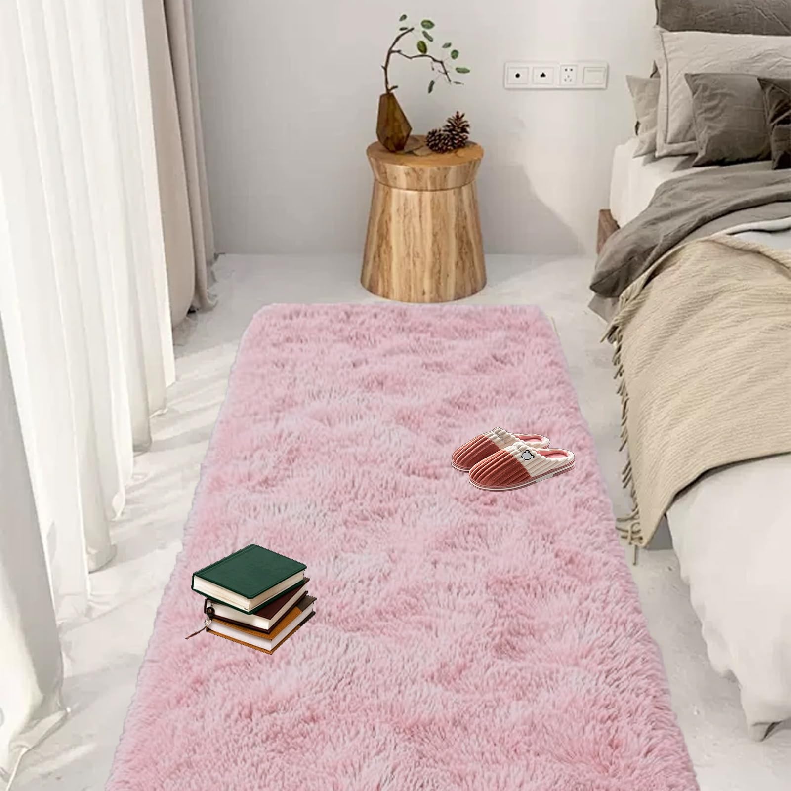 Teppiche Schlafzimmer 160 x 190 cm Anti-Rutsch Unterseite Modern Flächenteppich Wohnzimmer Deko für Stühle Sofa Schlafzimmer Kinderzimmer, Rosa