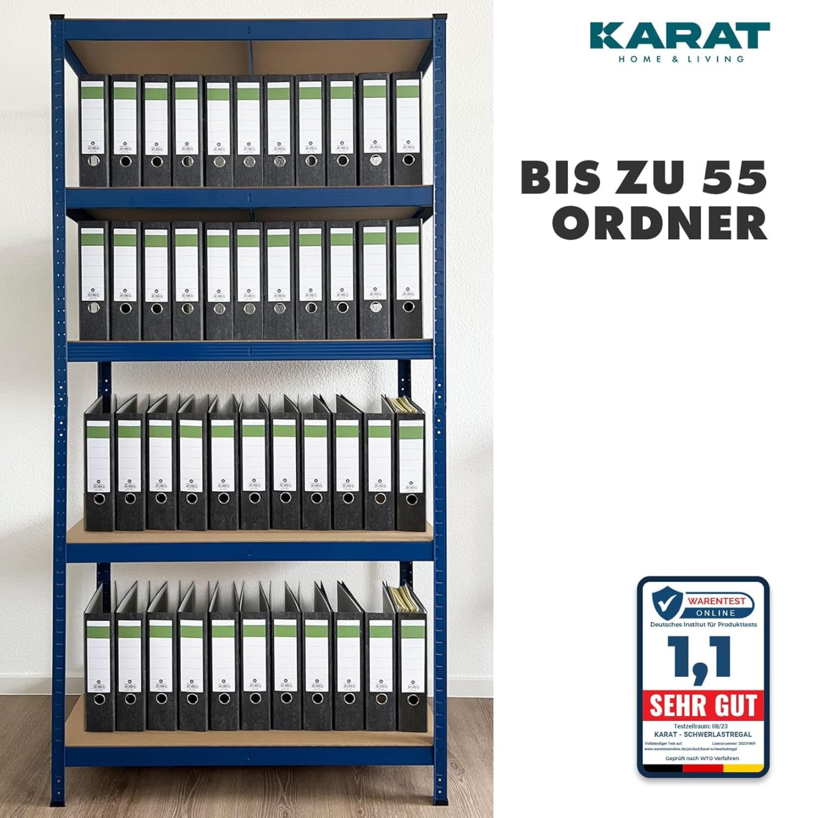 KARAT Estantería para cargas pesadas, juego de 2 unidades, estantería sin tornillos, estantería para sótano, estantería de almacenamiento, 5 estantes ajustables (azul, 50 x 100 x 200 cm)