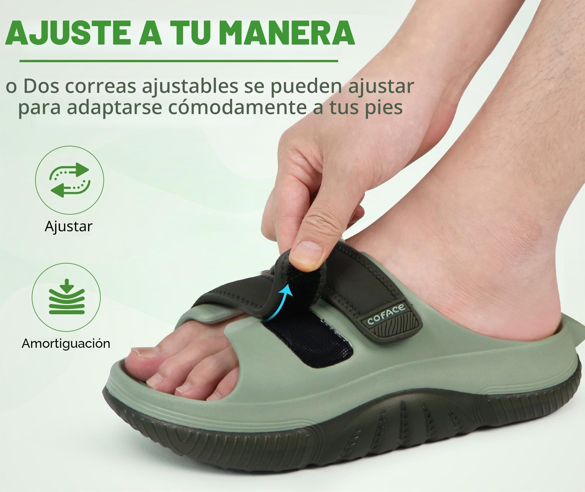 COFACE Sandalias de recuperación hombres Sandalias ortopédicas deslizantes caminar Ajustables acolchado grueso Ortopédicas Hombre Fascitis plantar Confortables Casual Al aire libre Talla 40-48