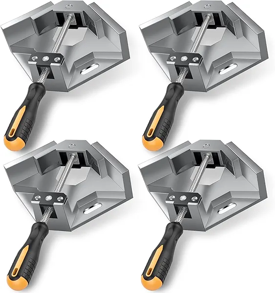 4 Pack Right Angle Clamp, Single Handle 90° Aluminum Alloy Corner Clamp, With Adjustable Swing Jaw 90° degree corner clamps for welding, woodworking