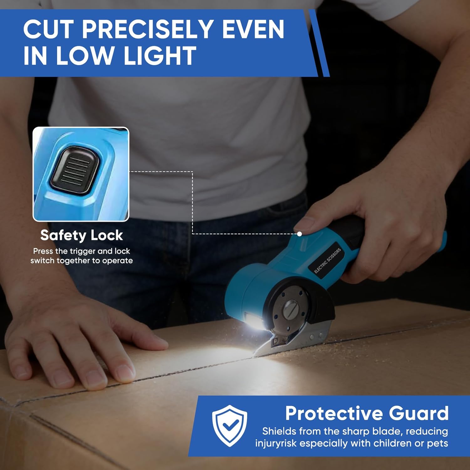 Upgraded Cordless Electric Scissors, Cardboard Cutter Electric 4.2V 360RPM 2000mAh, Rechargeable Electric Scissors for Cardboard,For Thin Cardboard Box Carpet Leather,Paper,Fabric,Carpet,Plastic