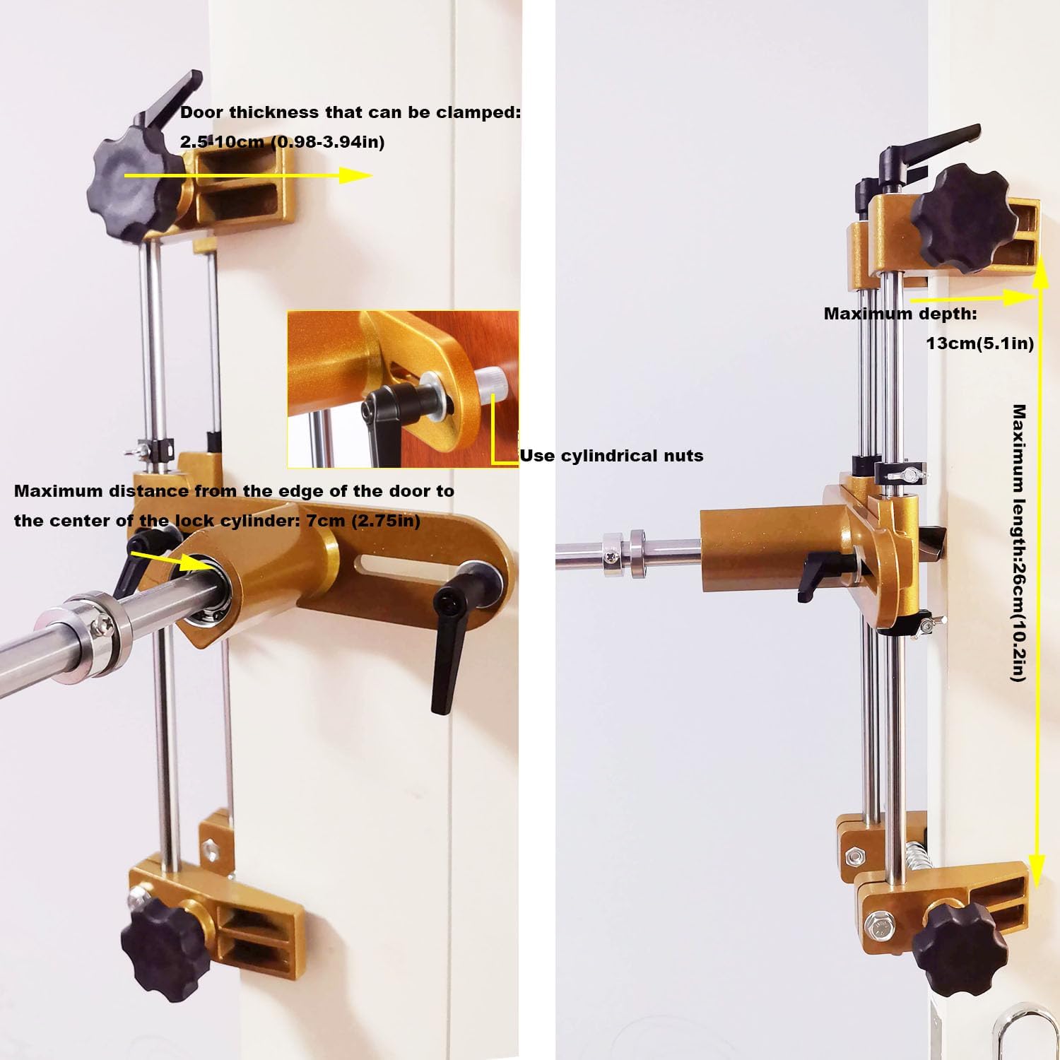 Door Lock Hole Opener Kit,Mortise Lock Jig with 3 Tungsten Drill Bits Mortising Jig Tool Door Mortise Jig Door Lock Installation Kit Mortising Machine Mortise Jig for Wooden Door