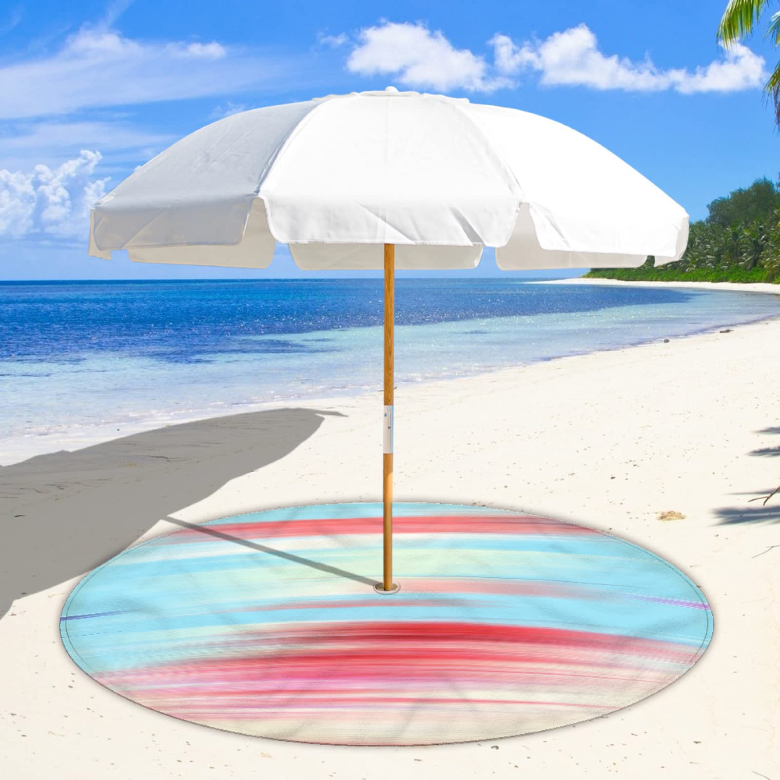 Estera De Pícnic Alfombra De Playa Manta Playa Estera De Playa Color Line Clause Almohadilla Para Sombrilla De Playa Agujero De 8 Cm Más Botón A Presión Almohadilla De Playa De Terciopelo De Doble Car