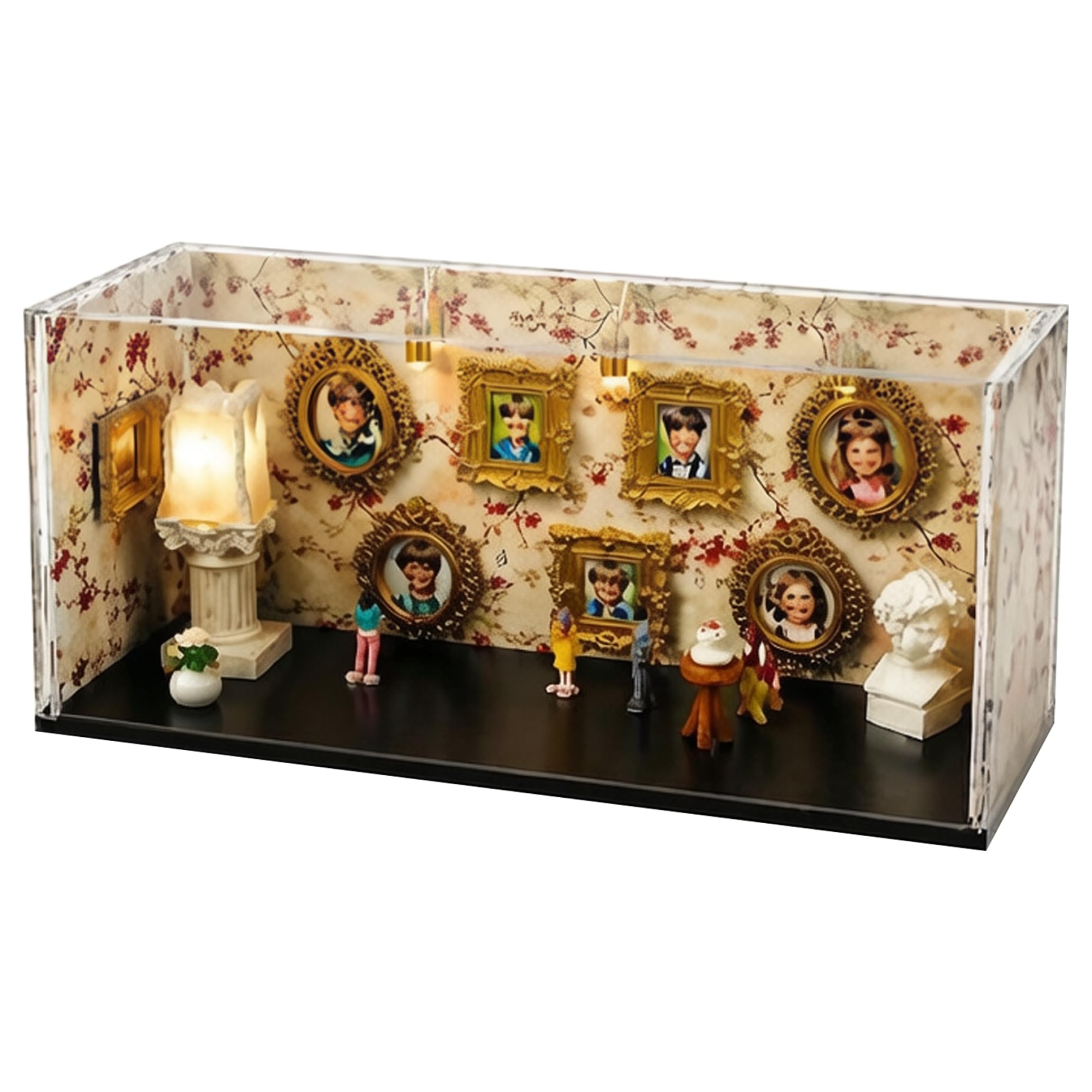 Bemonew Mini Frames Shadow Box Kit - Clear Acrylic Display Shadow Boxes With Led Light & Accessories Gold