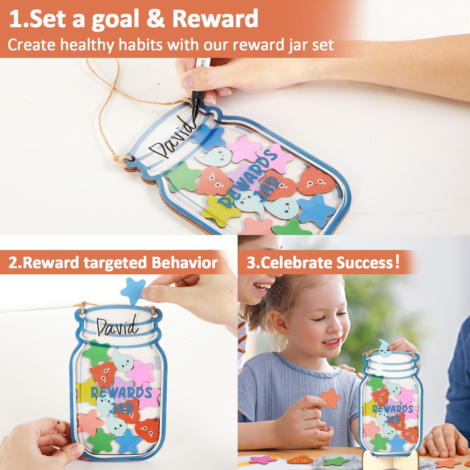 Behavior Management Classroom Tools 60 PCS Star Reward Jar System ...