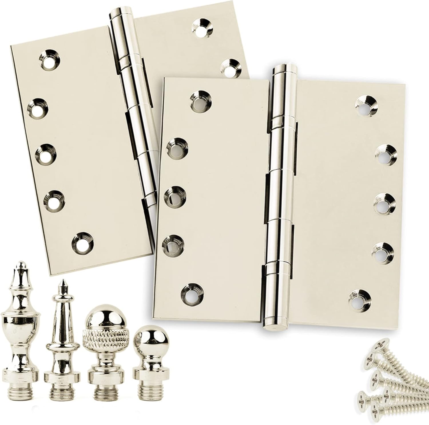 Embassy Door Hinge Solid Brass – 5 x 5 Inch, Heavy Duty, Polished Nickel, Ball Bearings, Rust Resistant Stainless Steel Pin, Architectural Designer Grade, Home Improvement, 3 Pack
