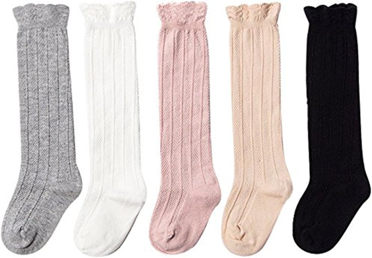 Baby Knee High Socks Kids Tube Long Boot Socks with Bow Cotton Knit Stocking Infant Toddler Dress Socks for Boy Girl