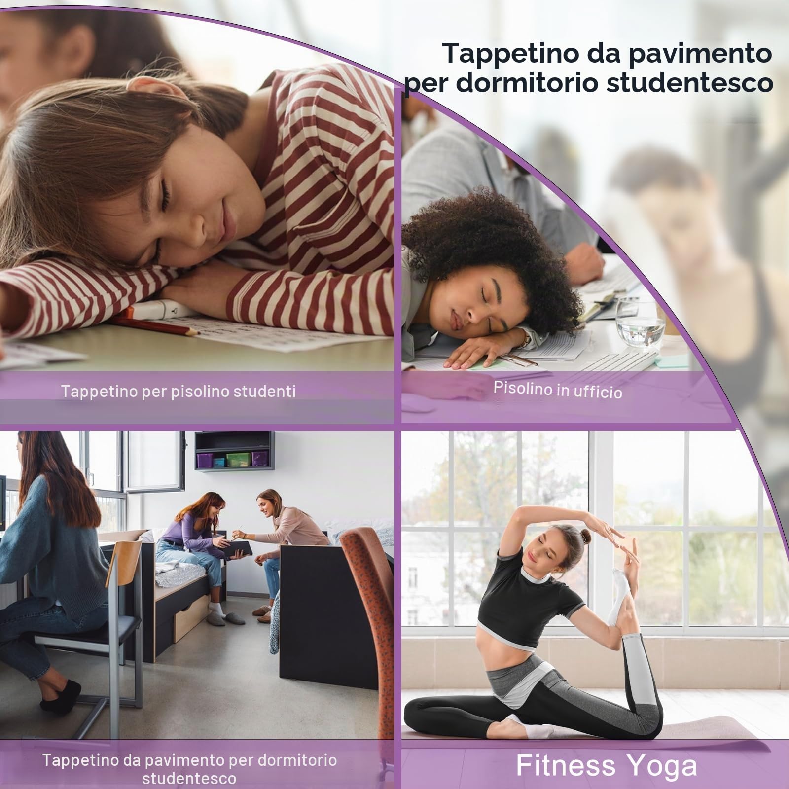 Tappetino Yoga Pieghevole 183 X 61 X 0.4 cm Tappetino Palestra Pieghevole Tappetino Fitness Antiscivolo Yoga Mat con Borsa, per Fitness Esercizio Pilates Sport